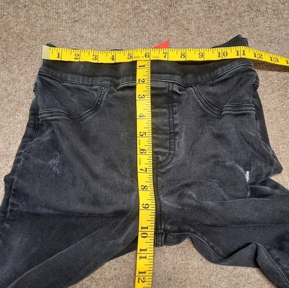 SPANX (Small) Sarah Blakely Distressed Ankle Skinny Pull on Jean Jeggings Black - Picture 8 of 9